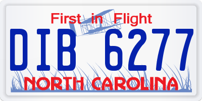 NC license plate DIB6277