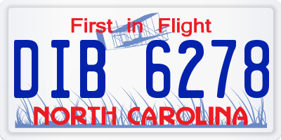 NC license plate DIB6278