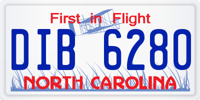 NC license plate DIB6280