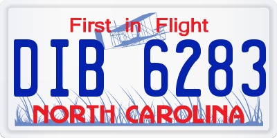 NC license plate DIB6283
