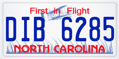 NC license plate DIB6285