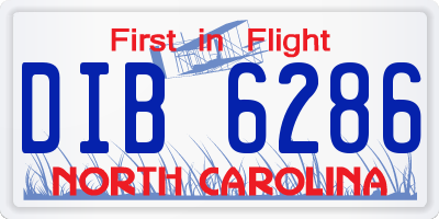 NC license plate DIB6286