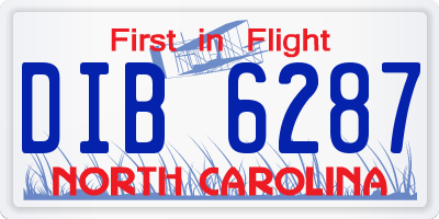 NC license plate DIB6287