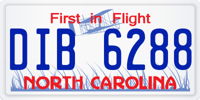 NC license plate DIB6288