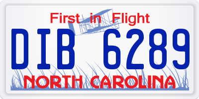 NC license plate DIB6289