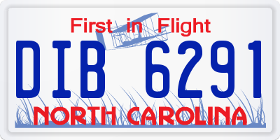 NC license plate DIB6291