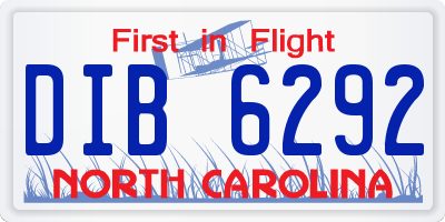 NC license plate DIB6292