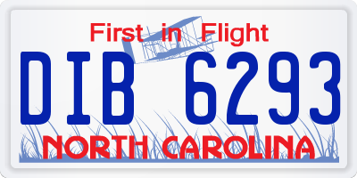 NC license plate DIB6293