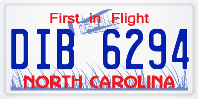NC license plate DIB6294