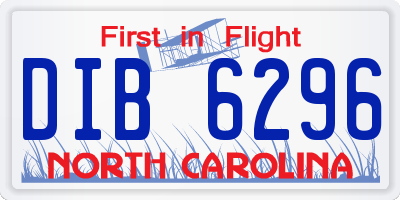 NC license plate DIB6296