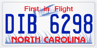 NC license plate DIB6298
