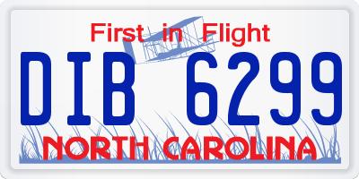 NC license plate DIB6299