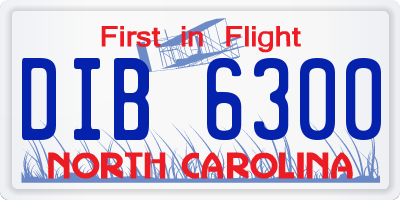 NC license plate DIB6300