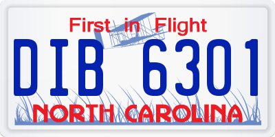 NC license plate DIB6301