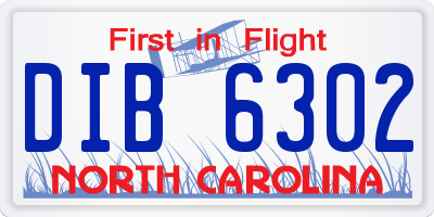 NC license plate DIB6302