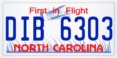 NC license plate DIB6303