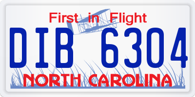 NC license plate DIB6304