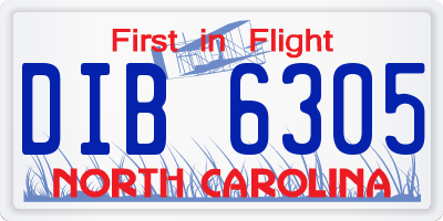 NC license plate DIB6305