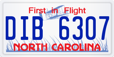 NC license plate DIB6307