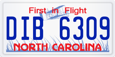 NC license plate DIB6309