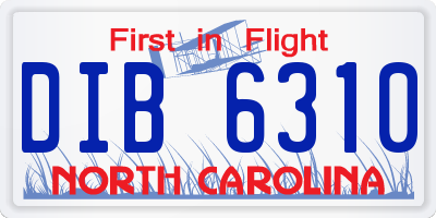 NC license plate DIB6310