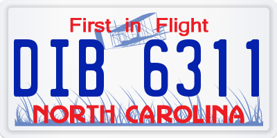 NC license plate DIB6311