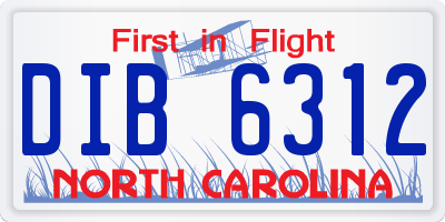 NC license plate DIB6312