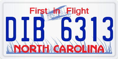 NC license plate DIB6313