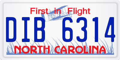 NC license plate DIB6314