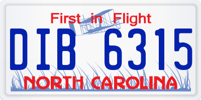 NC license plate DIB6315