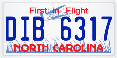 NC license plate DIB6317