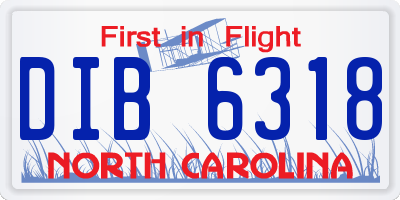 NC license plate DIB6318