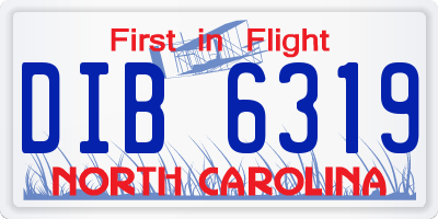 NC license plate DIB6319