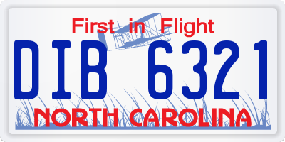 NC license plate DIB6321