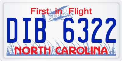 NC license plate DIB6322