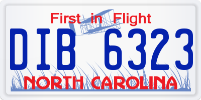 NC license plate DIB6323