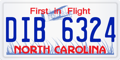 NC license plate DIB6324