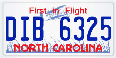 NC license plate DIB6325