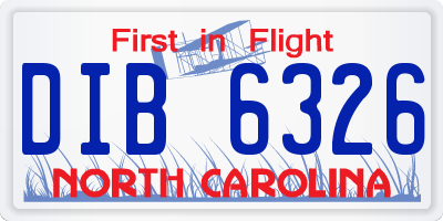 NC license plate DIB6326