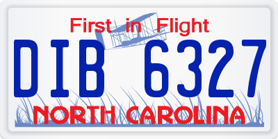 NC license plate DIB6327