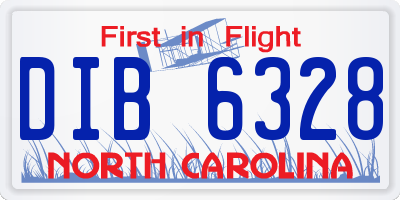 NC license plate DIB6328