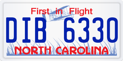 NC license plate DIB6330