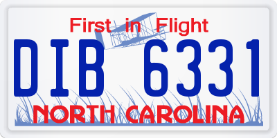 NC license plate DIB6331