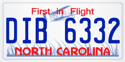 NC license plate DIB6332