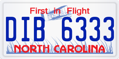 NC license plate DIB6333