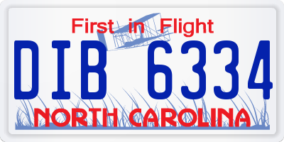 NC license plate DIB6334