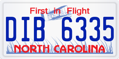 NC license plate DIB6335