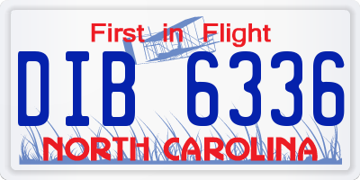 NC license plate DIB6336