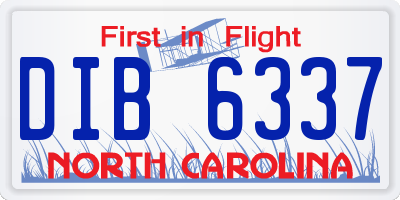 NC license plate DIB6337