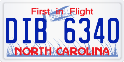 NC license plate DIB6340